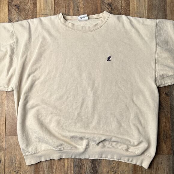 Vintage‎ 90s Disney Sweatshirt Men's Large Beige Athletic Mickey Mouse 4936 - Picture 4 of 14